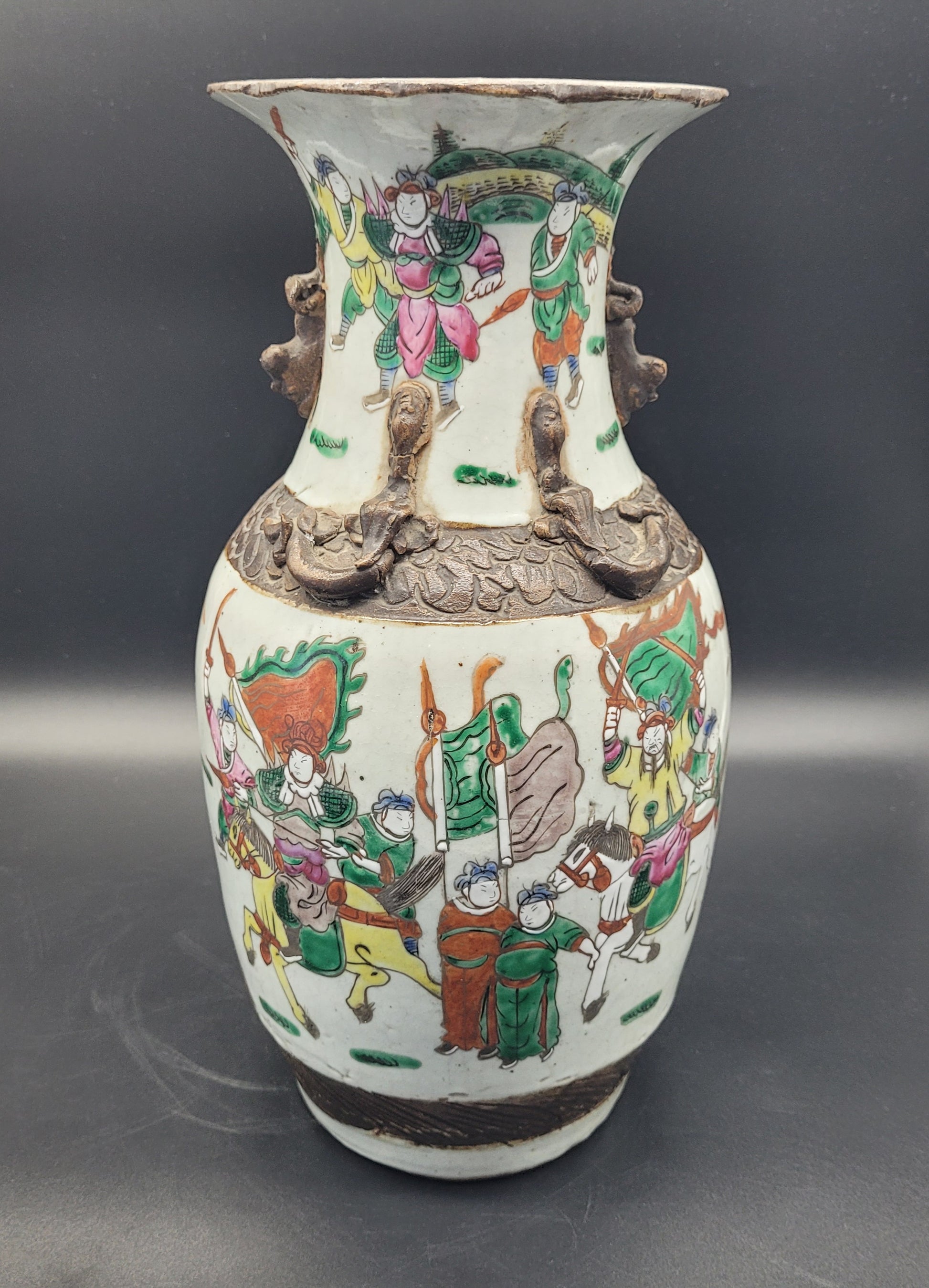 Late 19th Century Hand Decorated Chinese Warrior Vase ANTIQUES & COLLECTABLES ONLINE