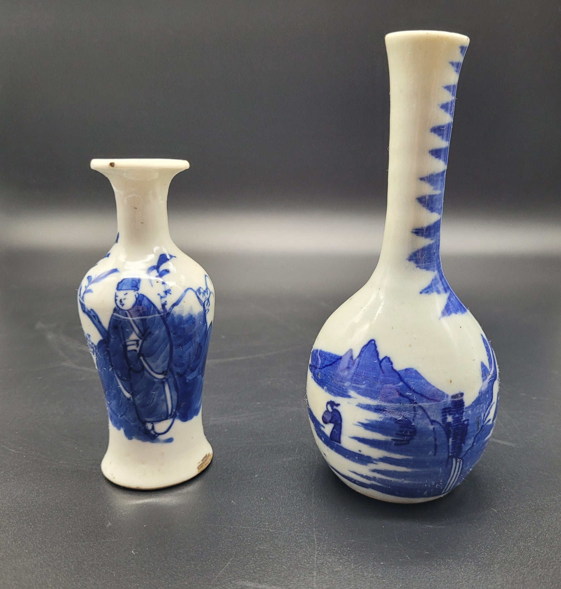 Two really good Chinese Antique Miniature Flower Vases  Dating to the 18th / 19th Century but the smaller vase could possibly be older