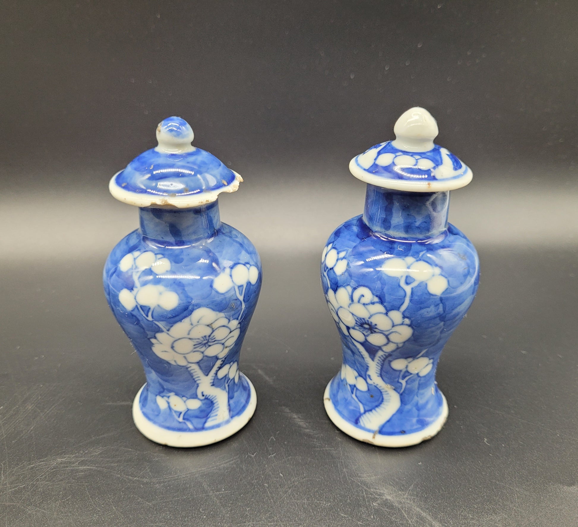 Chinese 19th Century Prunus Pattern Miniature Vases SIGNED KB ANTIQUES & JEWELLERY