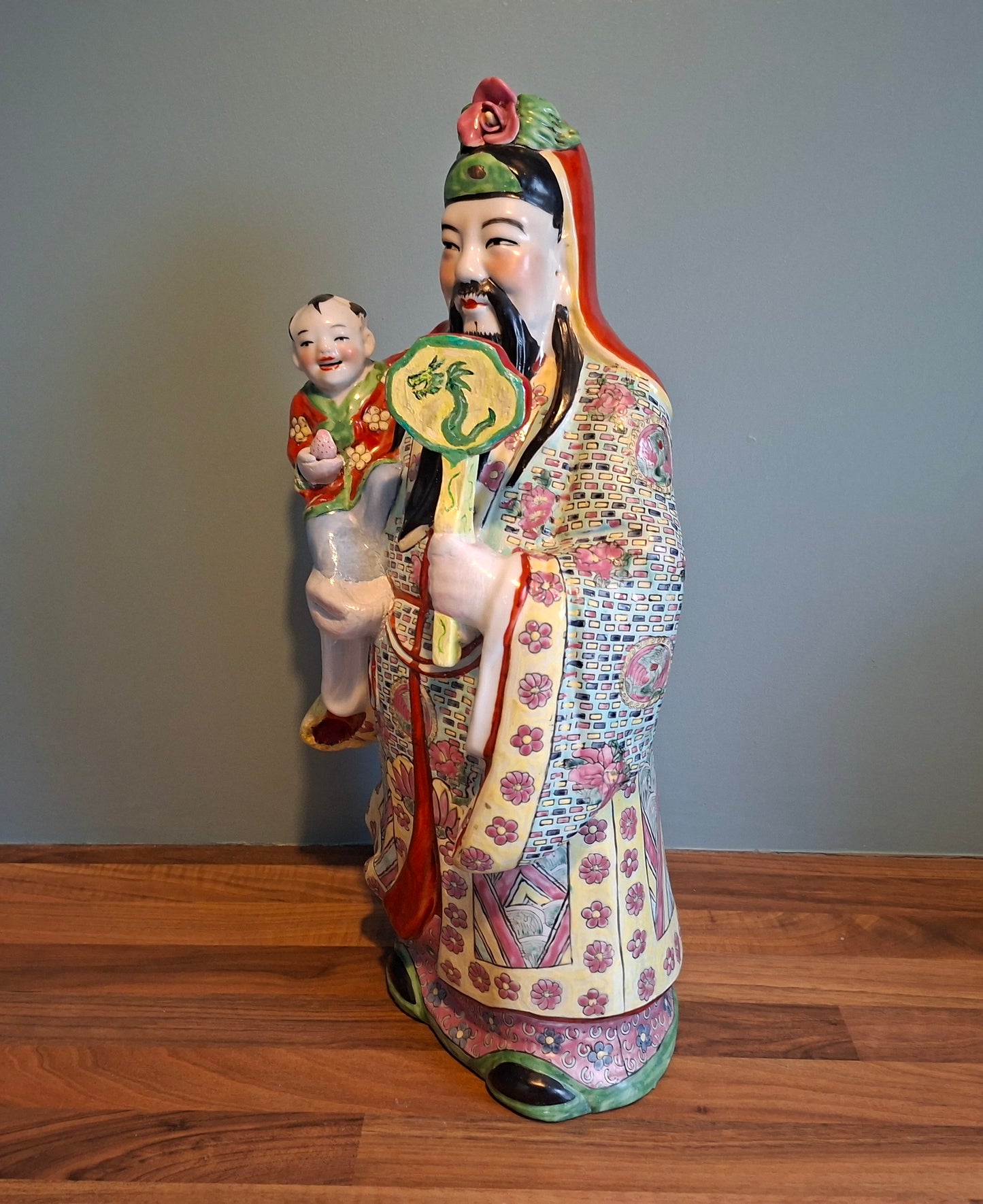 Chinese Famille Rose Republic Porcelain Fu Sanxing Figure