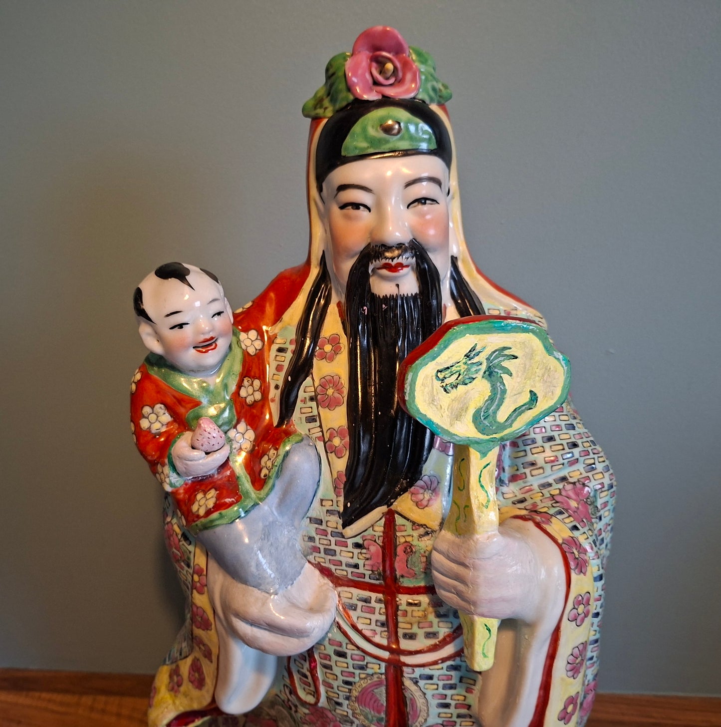 Chinese Famille Rose Republic Porcelain Fu Sanxing Figure