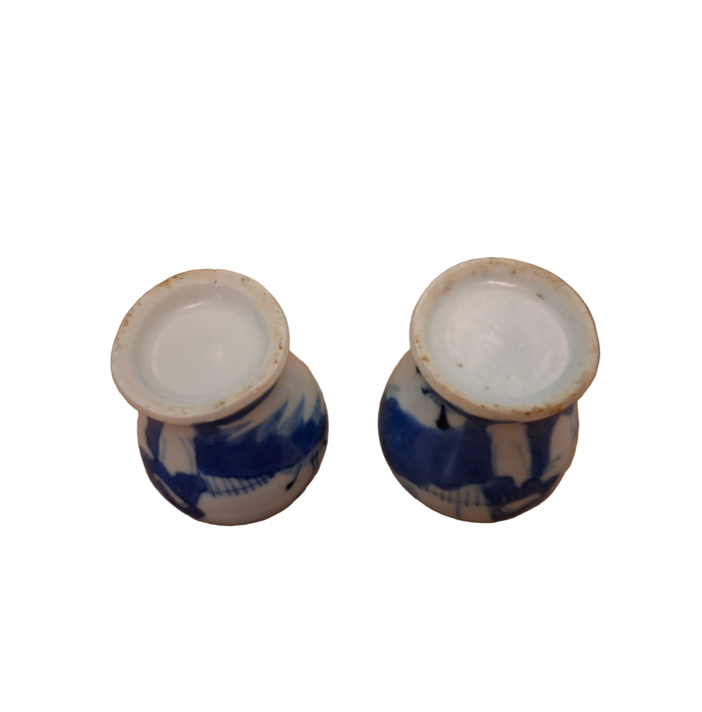 Chinese Miniature Vase Pair 19th Century Blue White Porcelain