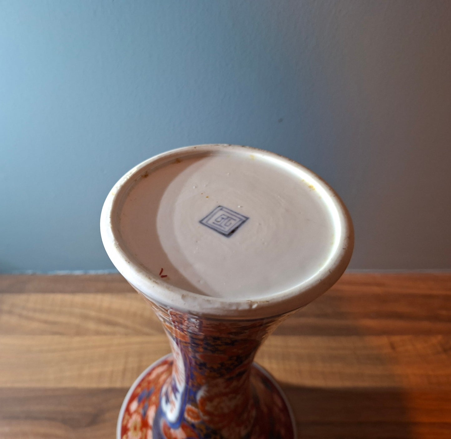 Japanese Imari Trumpet Vase Three Friends of Winter Pattern 19th Century