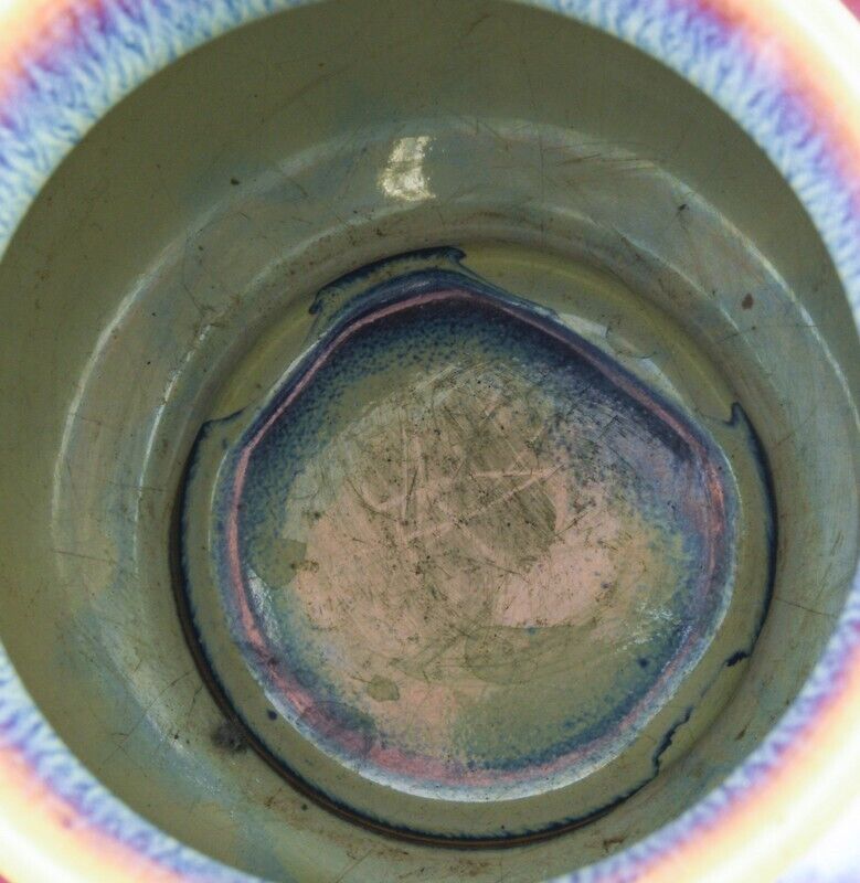 RARE ANTIQUE CHINESE RED BLUE FLAMBE GLAZE HANDLED HU VASE YONGZHENG SEAL