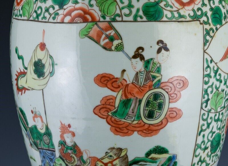 LARGE 19THC CHINESE FAMILLE VERTE IMPERIAL FIGURES LANDSCAPE VASE