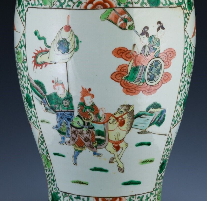 LARGE 19THC CHINESE FAMILLE VERTE IMPERIAL FIGURES LANDSCAPE VASE