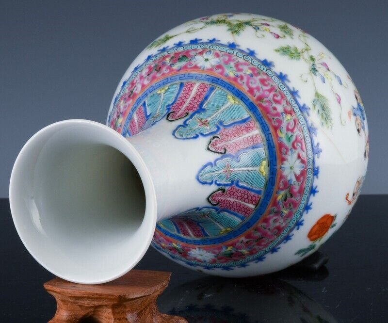 SUPERB SIGNED CHINESE GUANGXU FAMILLE ROSE ENAMEL PLAYING BOYS LANDSCAPE VASE
