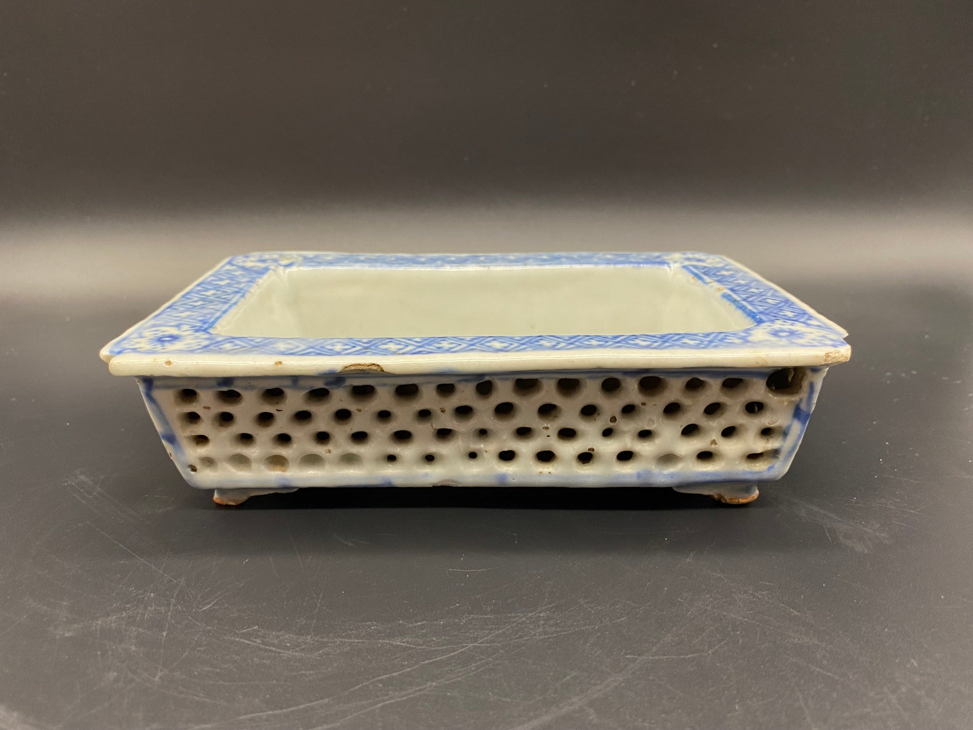 Antiques & Collectables USA Chinese Qing Reticulated Porcelain Planter / Bonsai Tree Pot