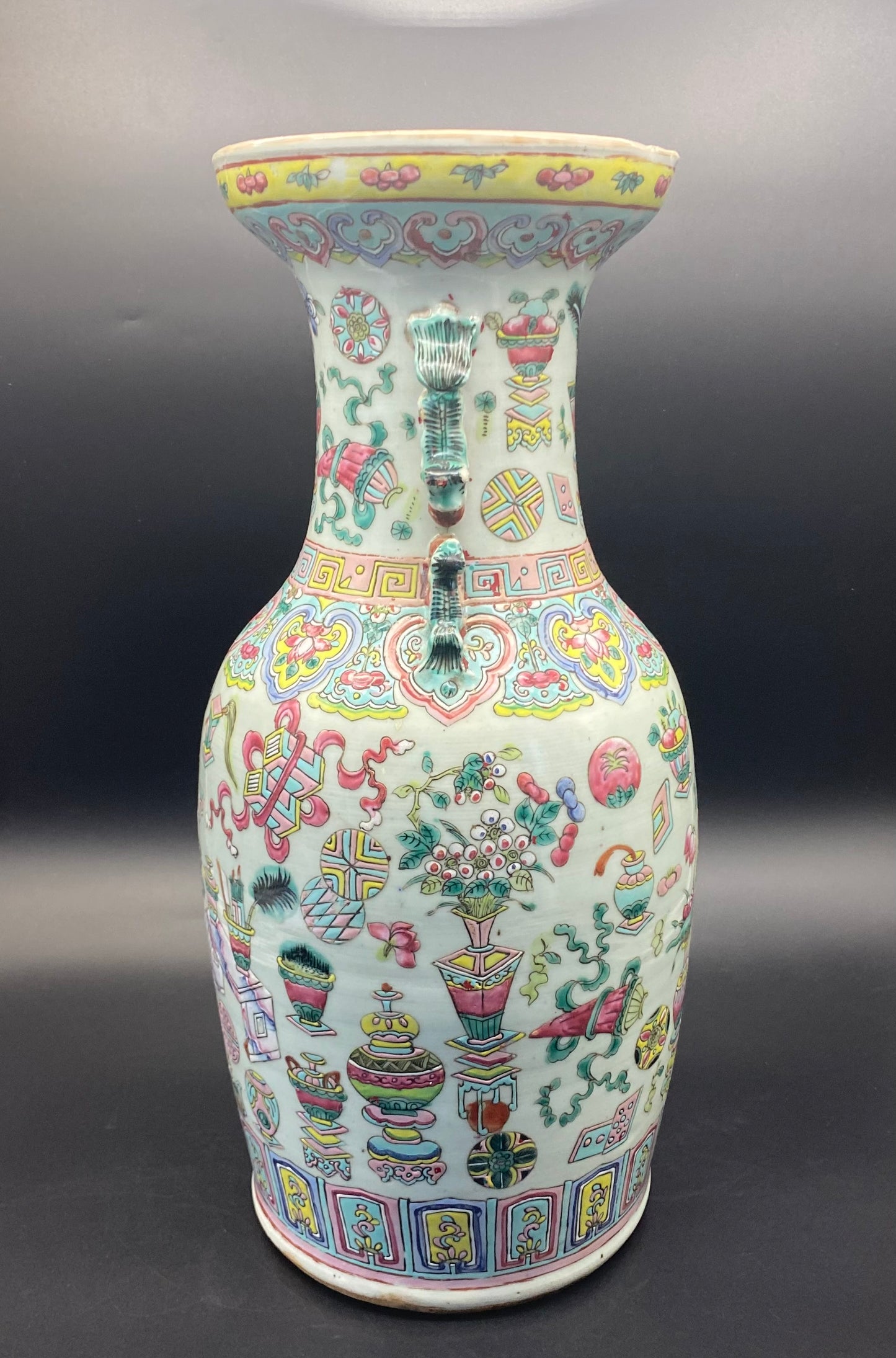 Chinese Famille Rose Porcelain Vase 19th Century Large Vase