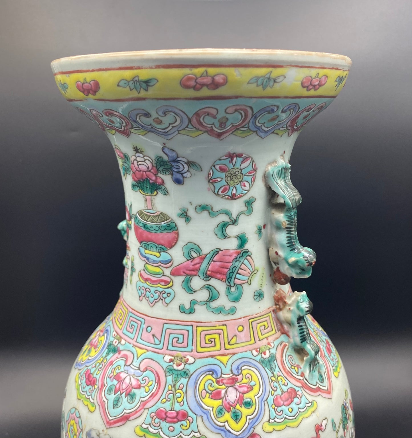 Chinese Famille Rose Porcelain Vase 19th Century Large Vase