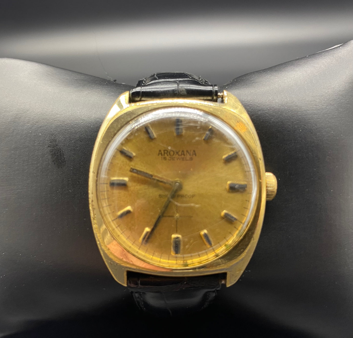 Vintage Seiko Watches Online Retro SWISS AROXANA 15 Jewels Antimagnetic Watch   RARE 1960s Mens Mechanical watch on Leather Strap with a Really Nice Champagne Dial