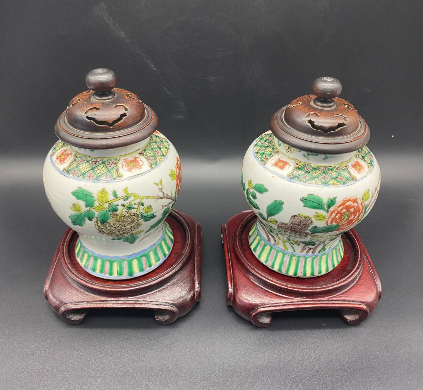 Chinese Famille Vert Porcelain Ginger Jars 19th Century