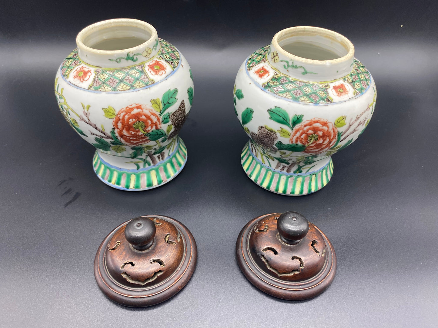 Chinese Famille Vert Porcelain Ginger Jars 19th Century