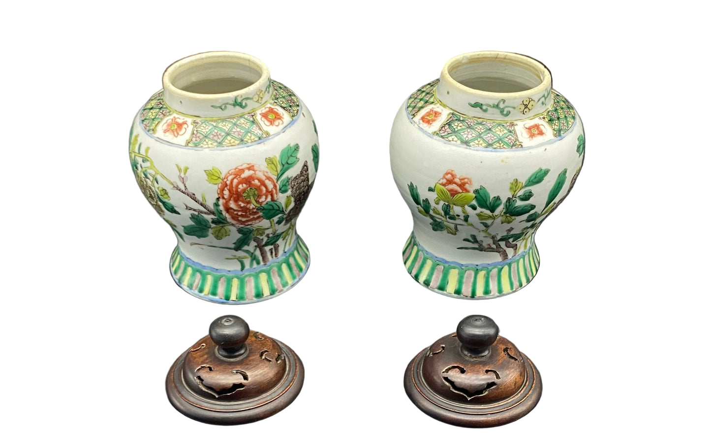 Chinese Famille Vert Porcelain Ginger Jars 19th Century
