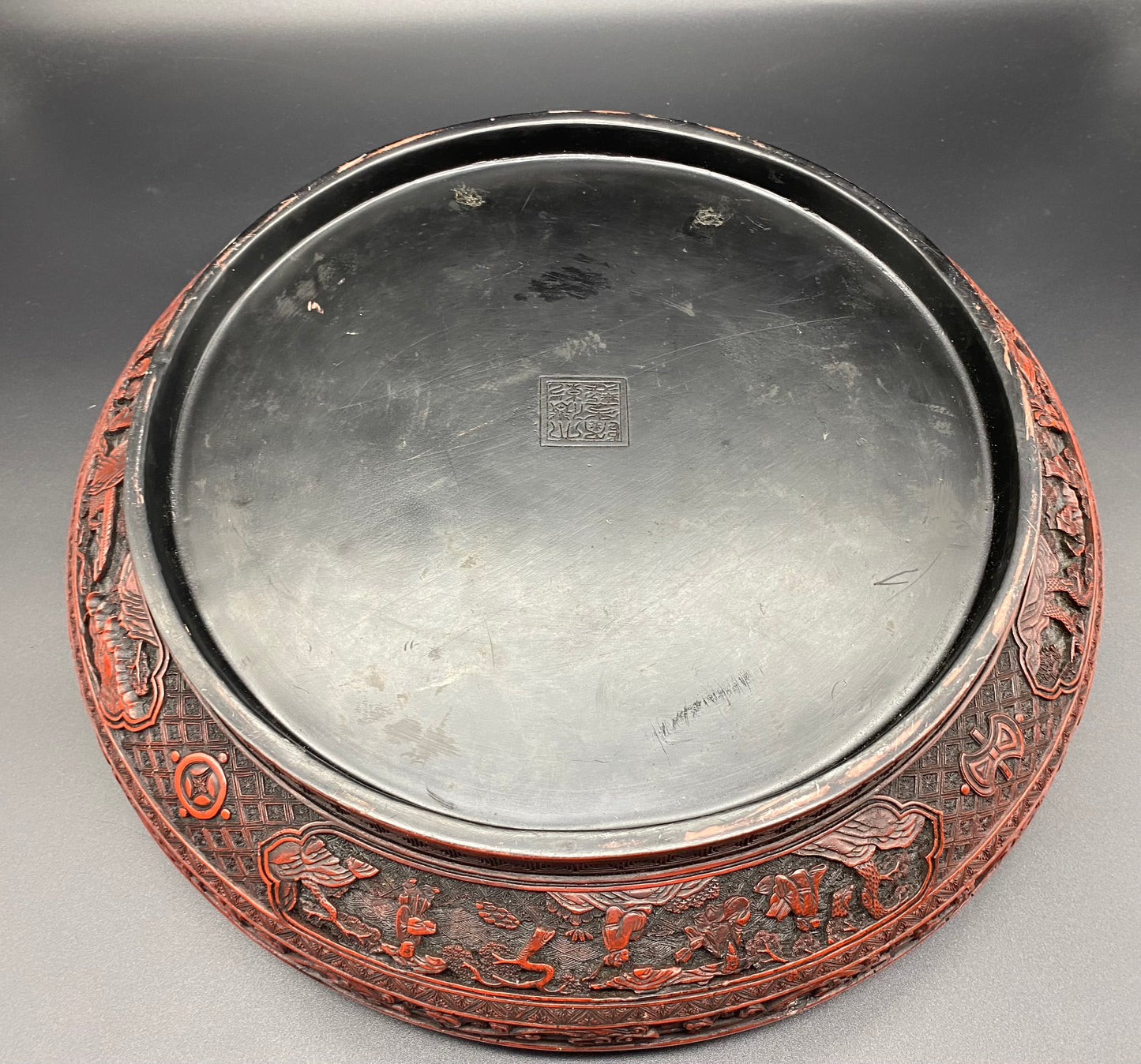 BUY ANTIQUES ONLINE - LARGE CINNABAR LACQUER 'DRAGON' BOX AND COVER QING DYNASTY