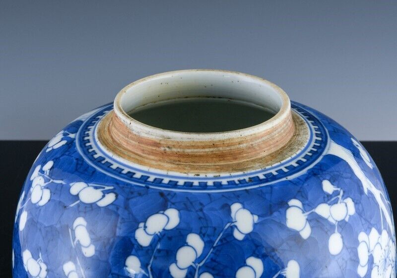 CHINESE BLUE & WHITE PRUNUS BLOSSOM PORCELAIN JAR KANGXI PERIOD