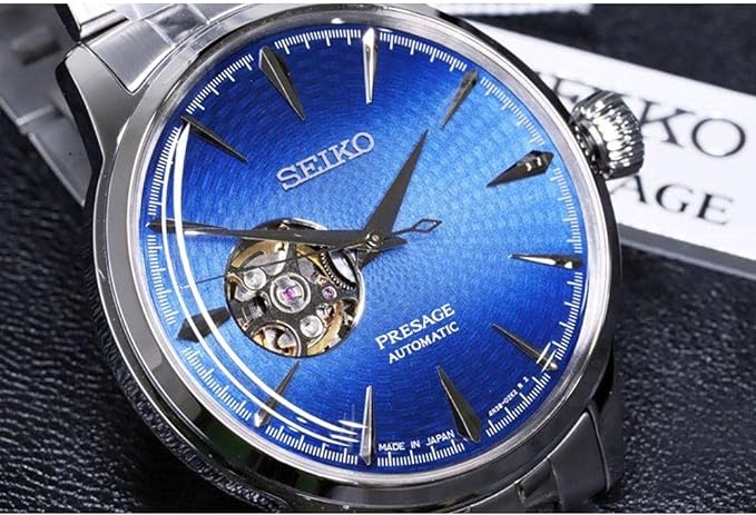 Seiko Presage Cocktail Time Blue Acapulco Open Heart Automatic Men's Watch - KBantiques.com