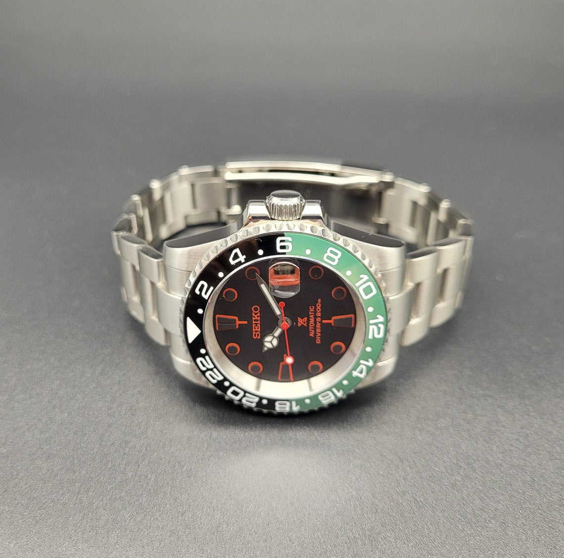 Mens Seiko Watch Mod , Sprite Mods Watches Black / Red Dial Custom Watch