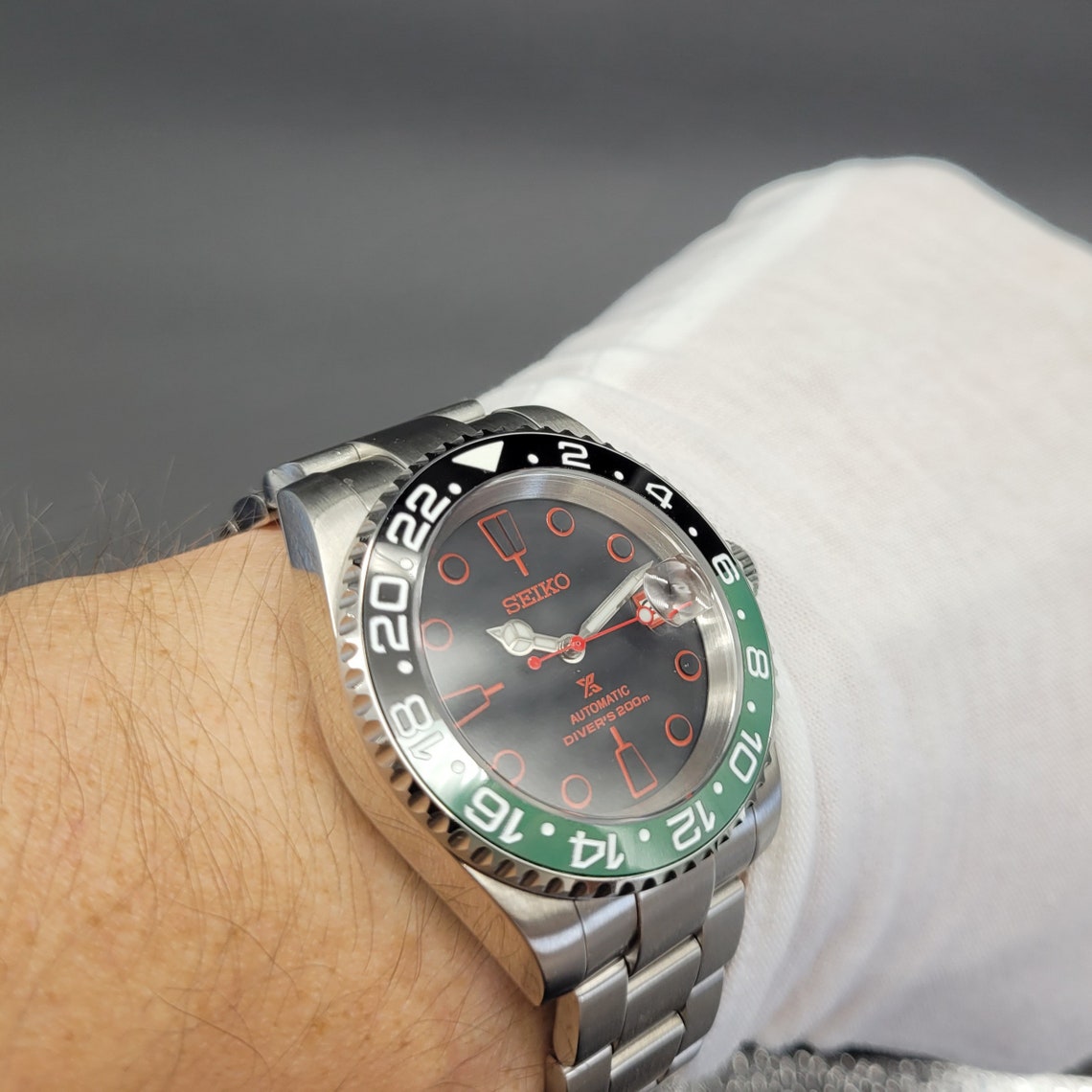 This is a one of a kind custom Made Seiko Mod Sprite style watch.