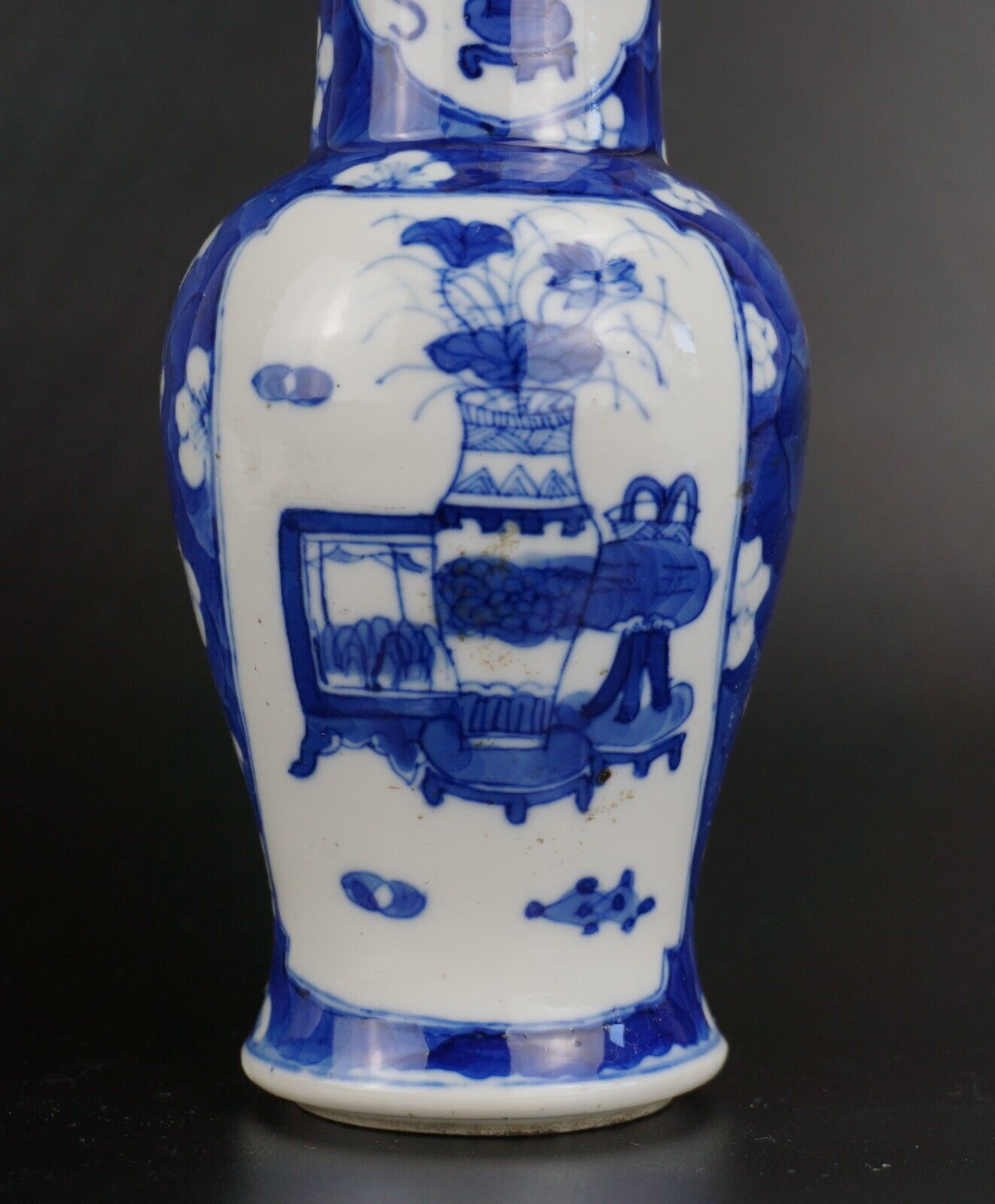 Chinese Blue and White Porcelain Prunus Blossom Yen-yen Vase Kangxi 19 C