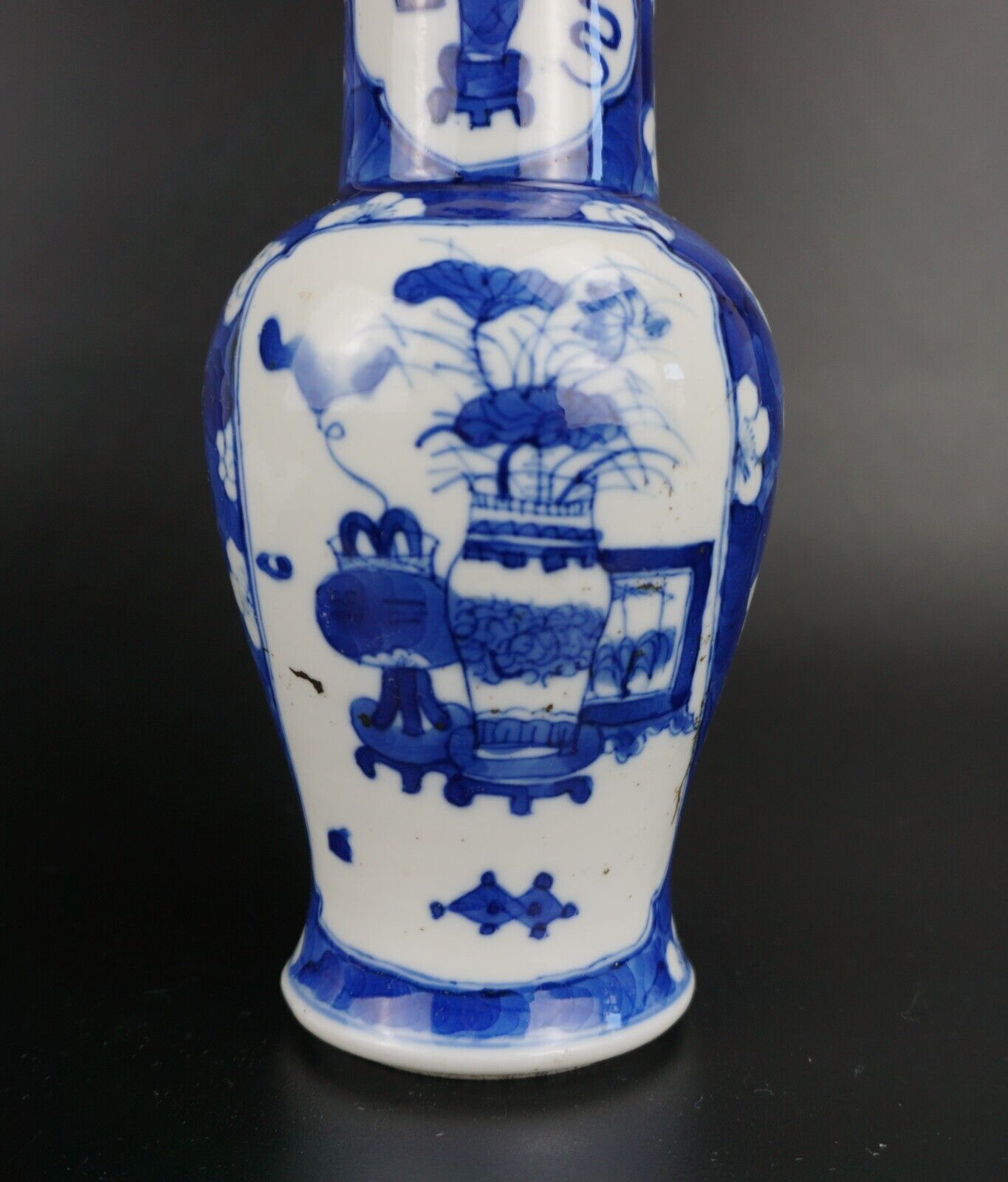 Chinese Blue and White Porcelain Prunus Blossom Yen-yen Vase Kangxi 19 C