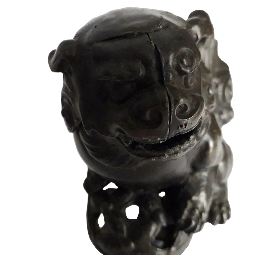 A bronze Foo Dog, also known as an Imperial Guardian Lion, dates to the early–mid 20th century and embodies centuries of protective symbolism.