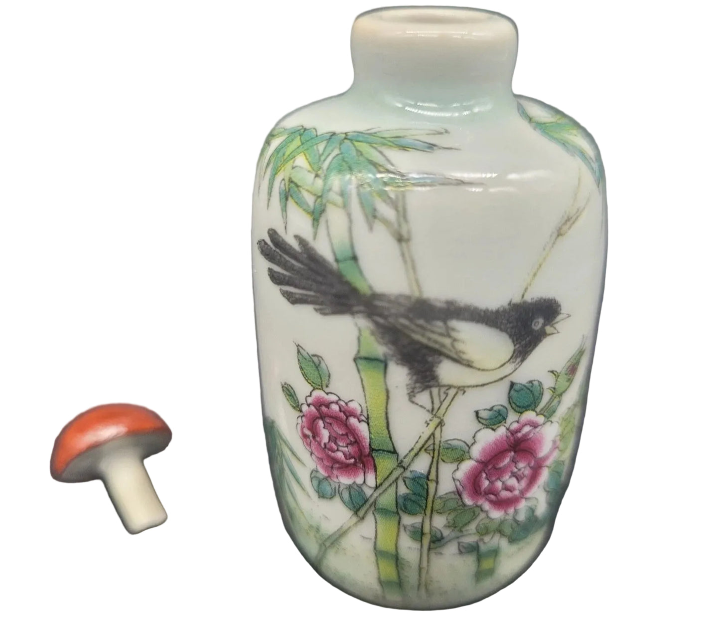 Famille Rose Porcelain Snuff Bottle Chinese Qing 19th Century