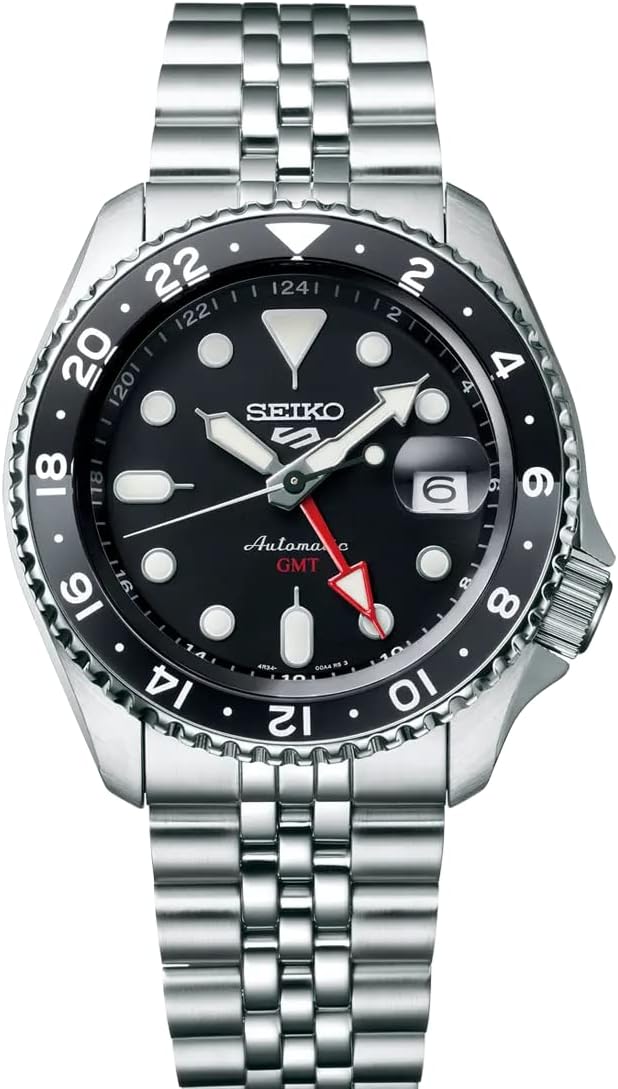 Seiko 5 Sports SKX Sports Style GMT Stainless Steel Black Dial Automatic SSK001 SSK001J1 SSK001J 100M Men's Watch