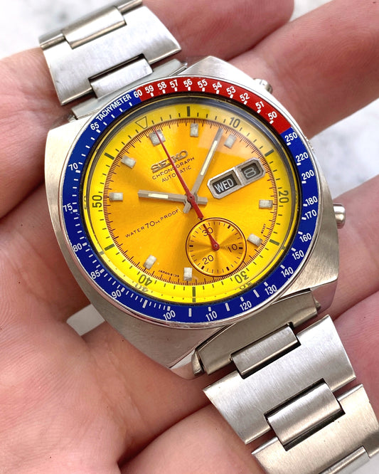Seiko Pogue Pepsi bezel automatic chronograph watch for sale at K B Antiques