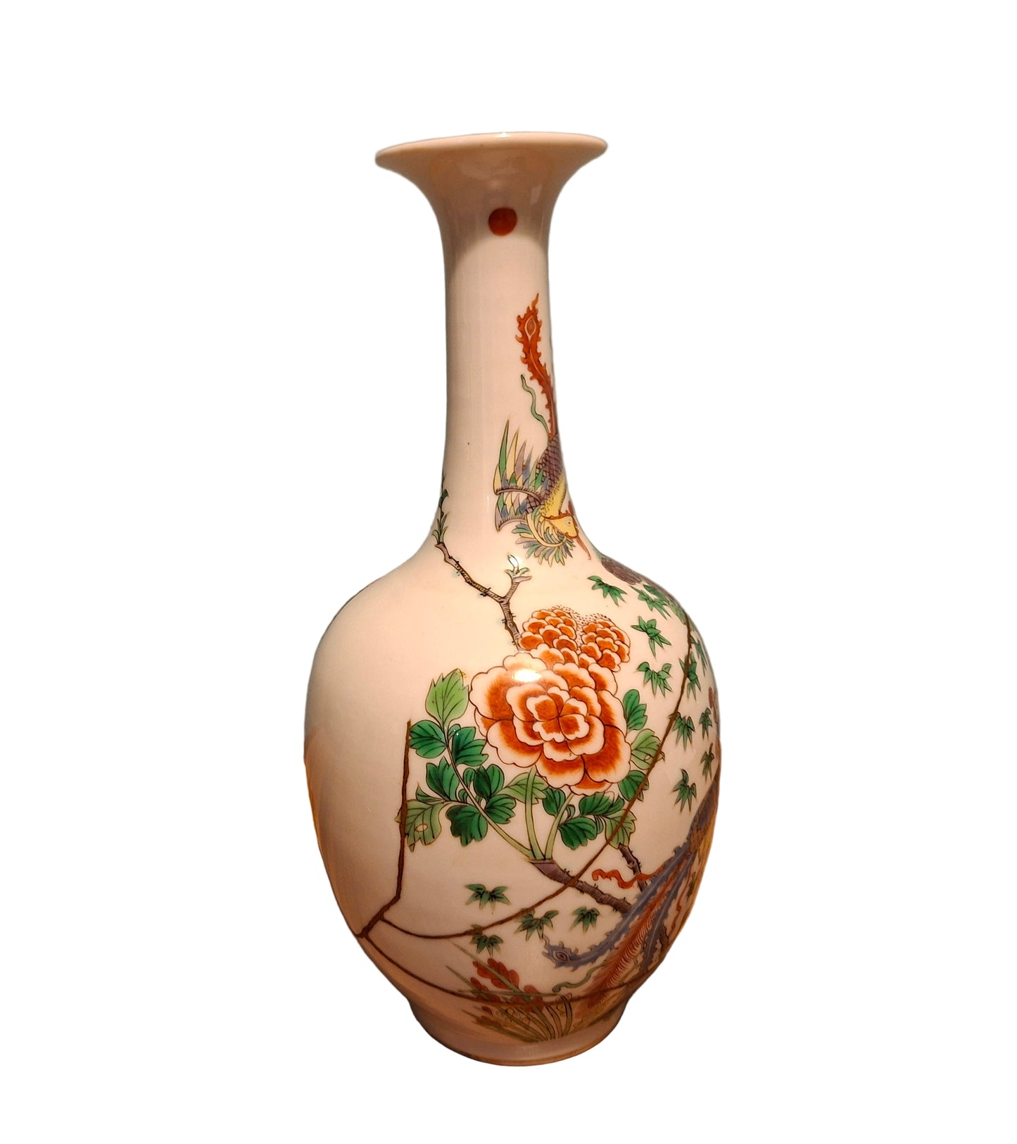 Chinese Qing Dynasty famille verte mei ping vase phoenix Pattern, Hand Painted