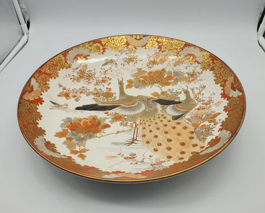 Antique 19th C. Japanese SATSUMA KUTANI Meiji Period 15" Porcelain Charger