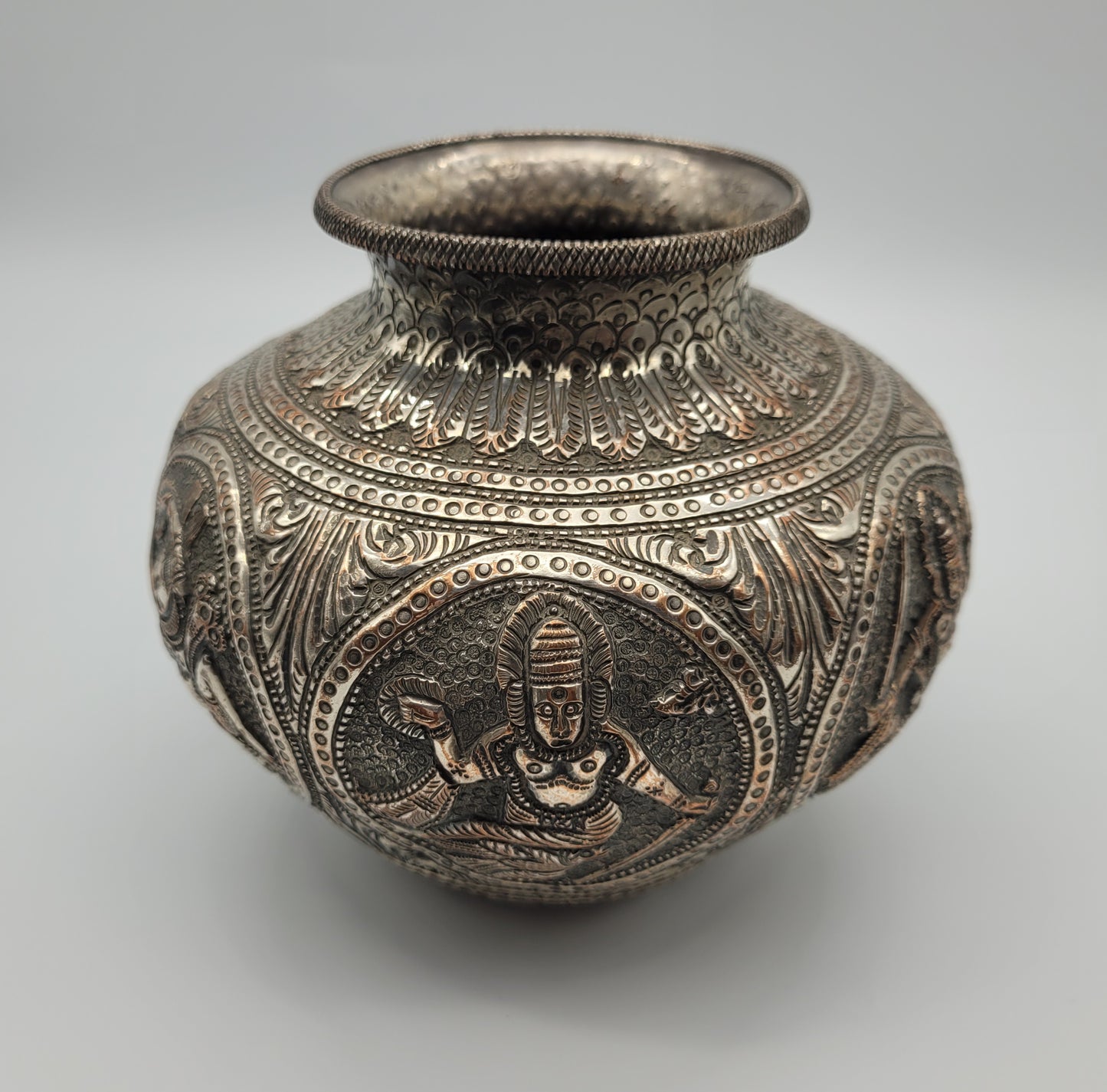Antique Asian / Oriental White Metal Jar 19th Century 