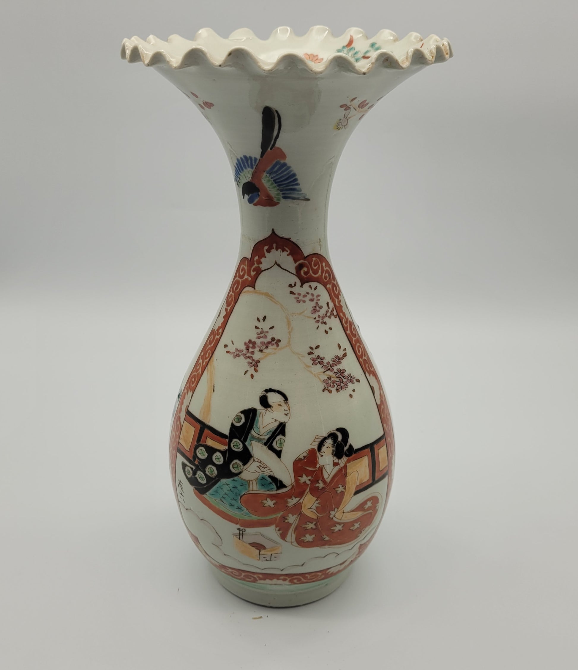 Antique Oriental 19th Century Vase Hand Painted Porcelain 
