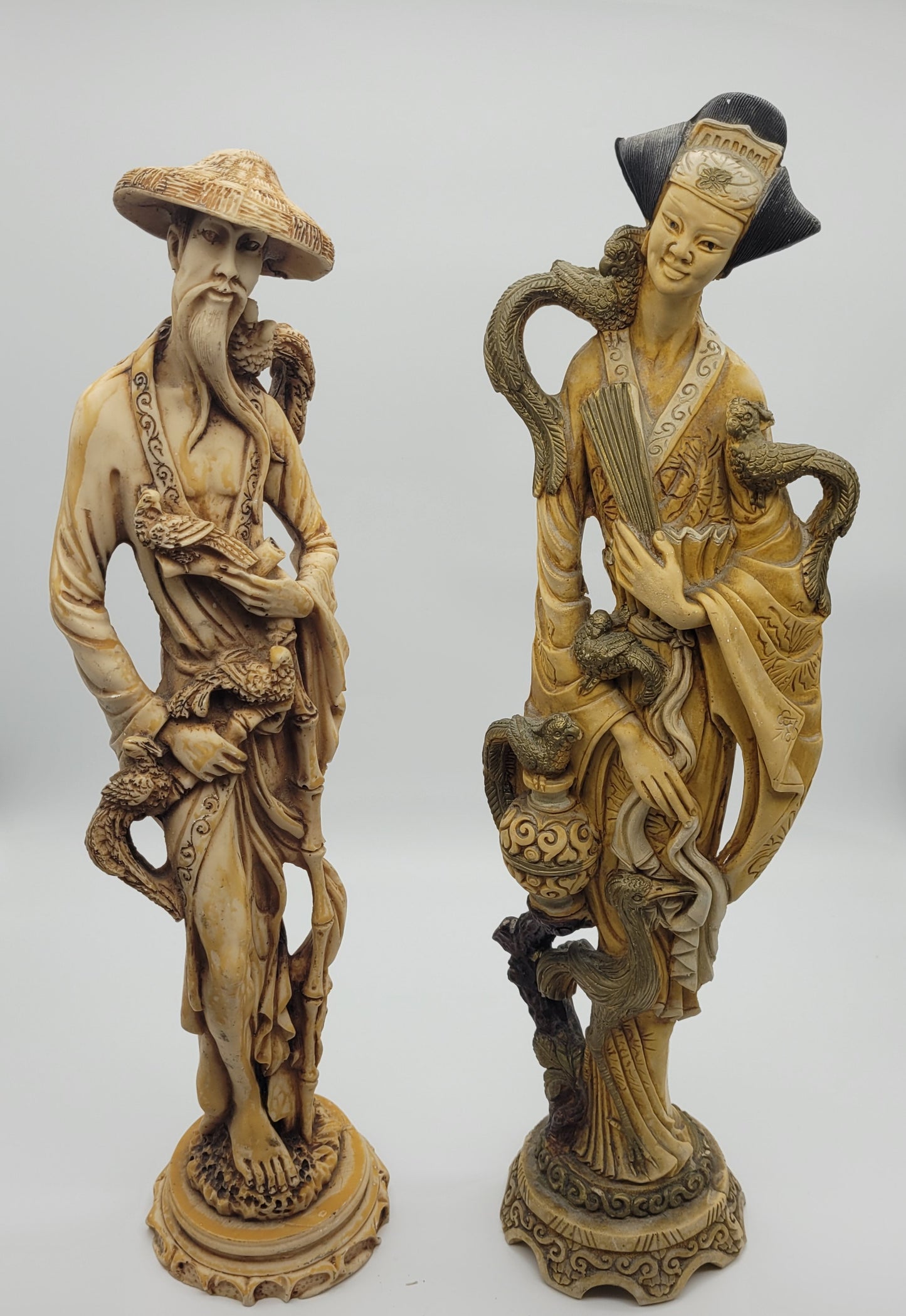 Pair Of Vintage Chinese Carved Figurines