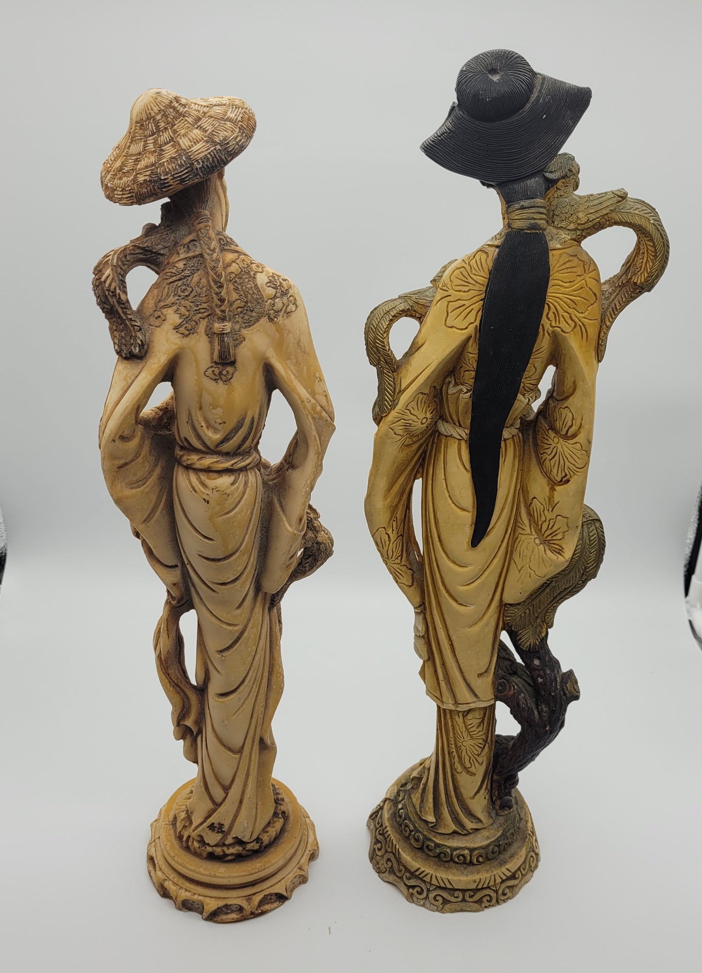 Pair Of Vintage Chinese man woman statue 