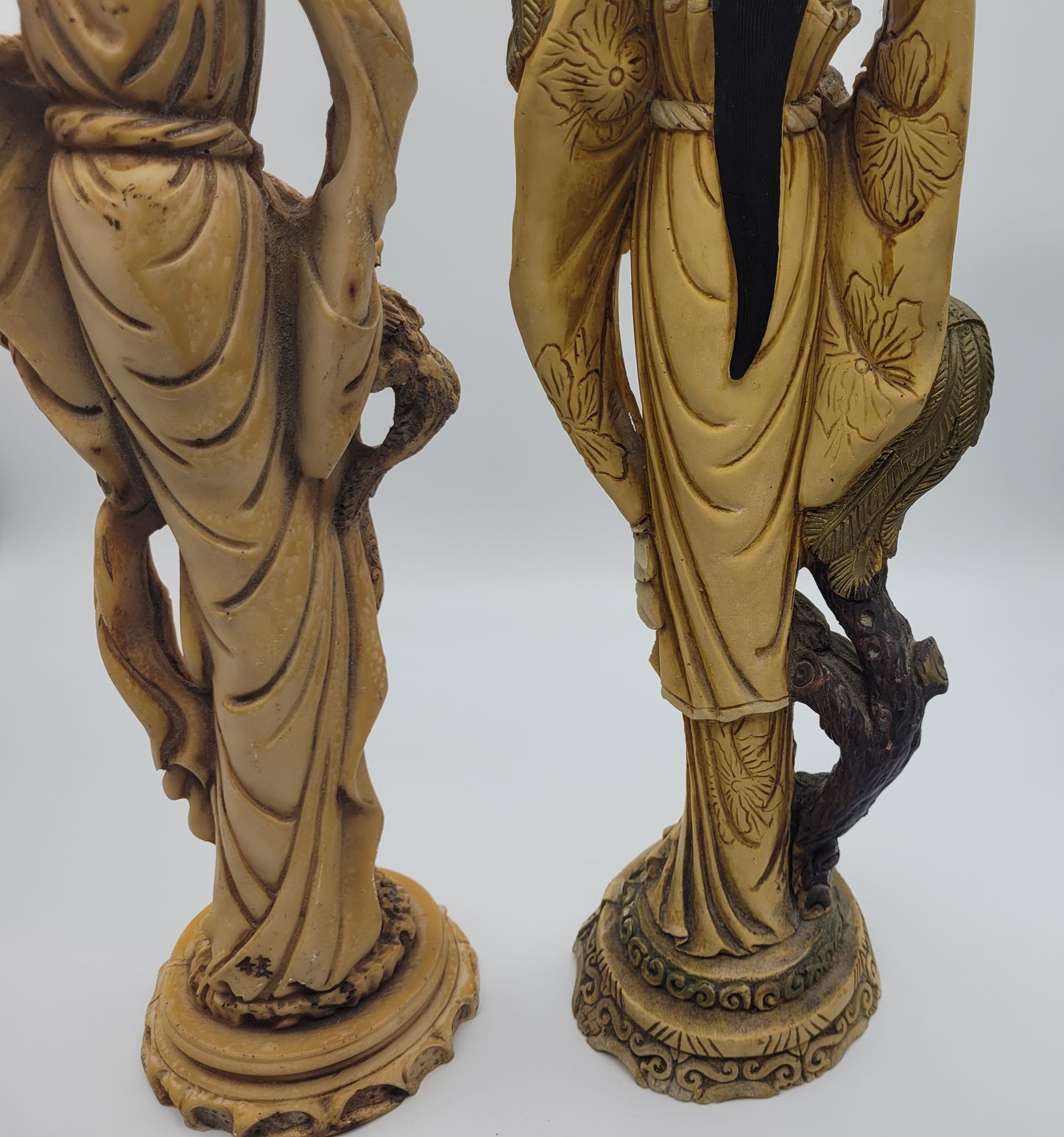 Pair Of Vintage oriental Carved Figurines