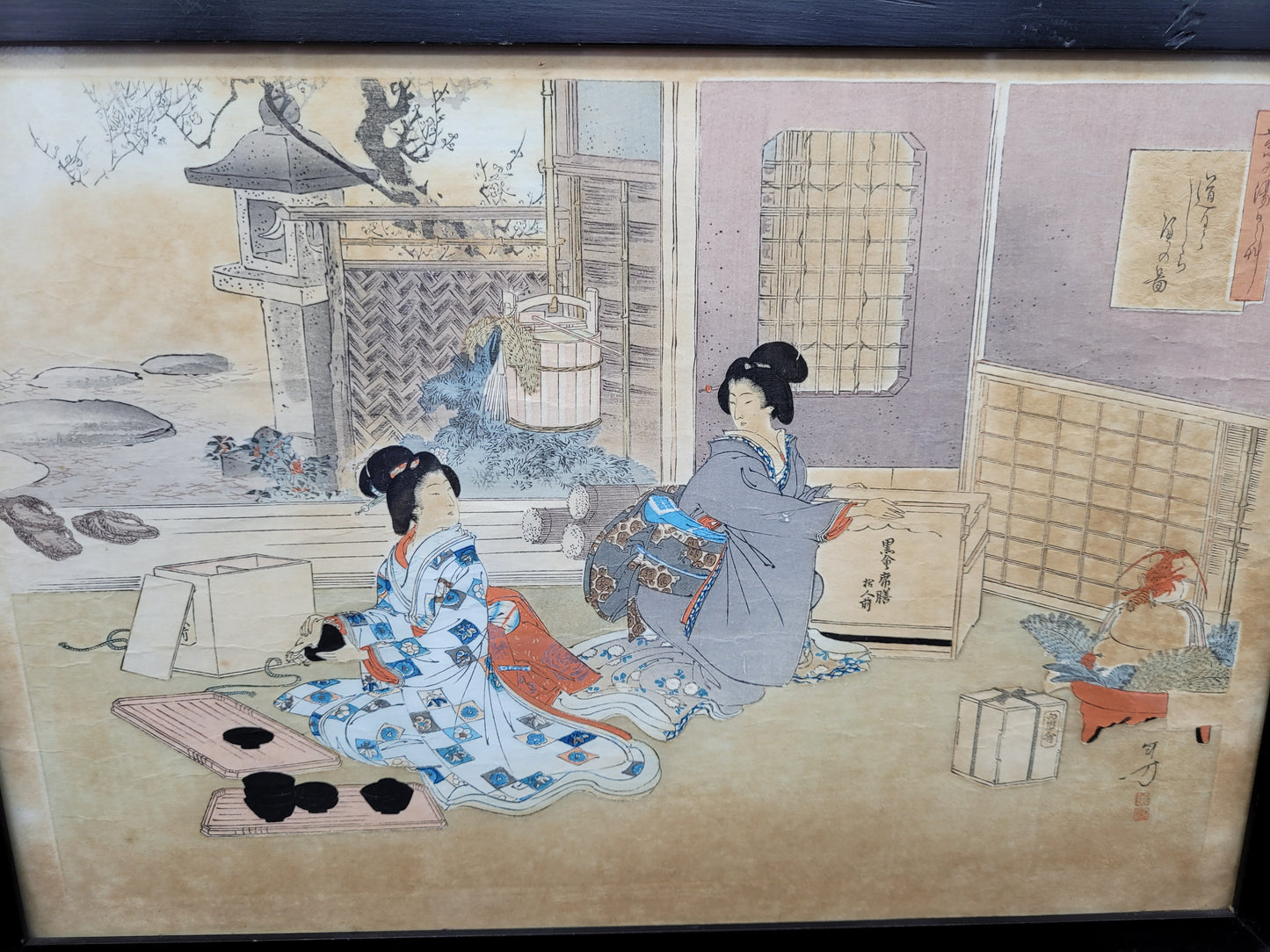 Antique Japanese woodblock Print 19th Painting