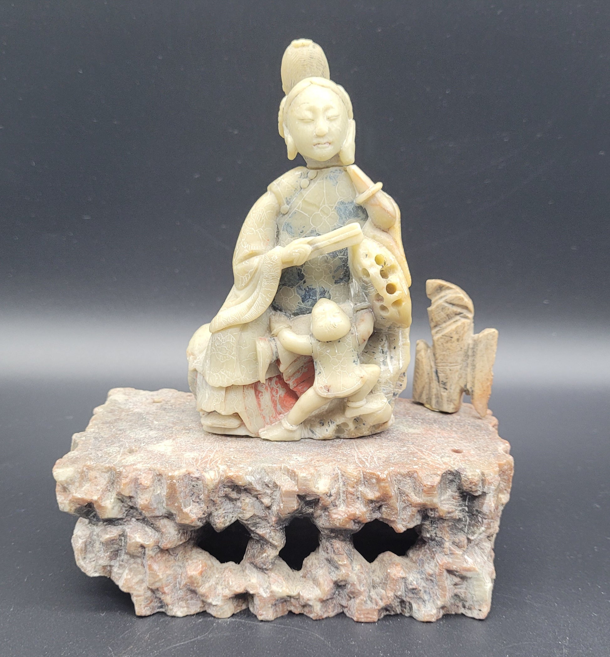 Antique Chinese Soap Stone Buddha Carving Figure 19th Century