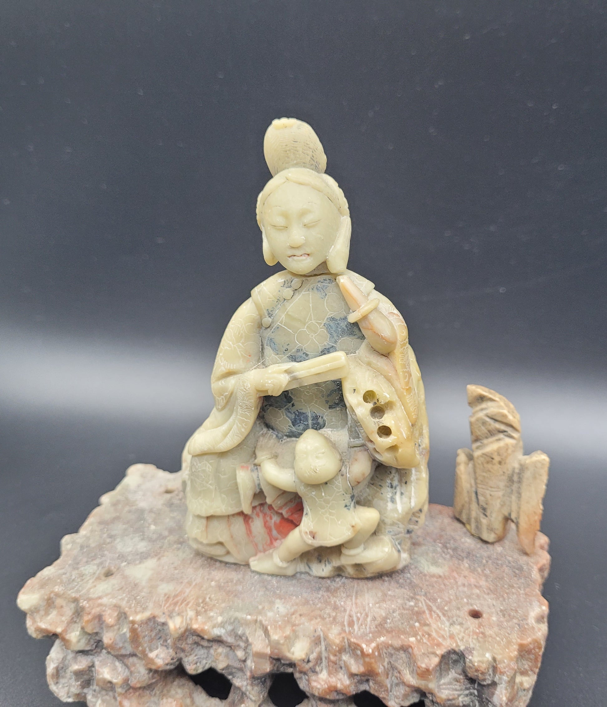 Antique Chinese Soap Stone Buddha Carving Figure 