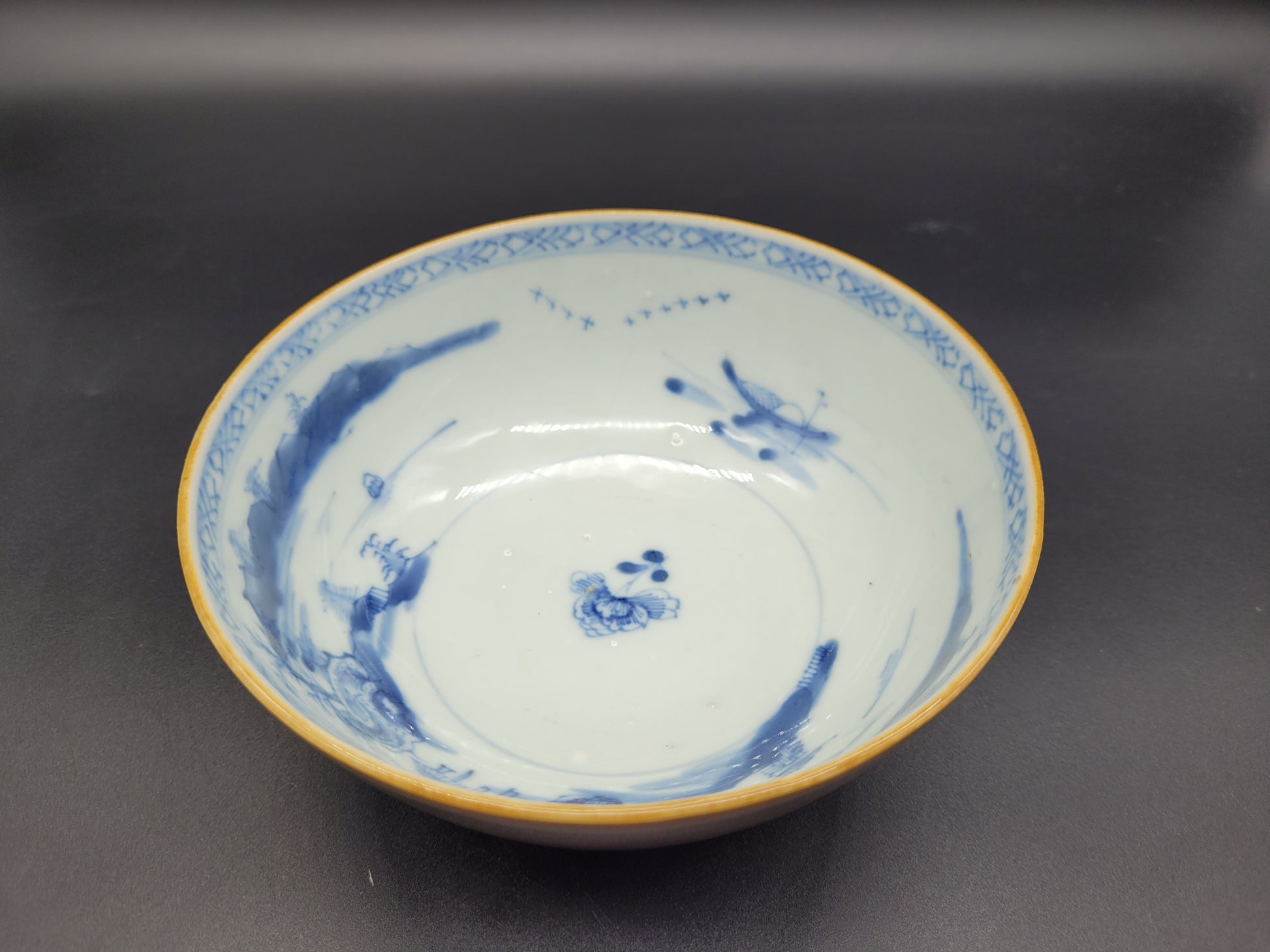 Chinese NANKING CARGO Cafe-Au-Lait Porcelain Bowl with old Christies Label