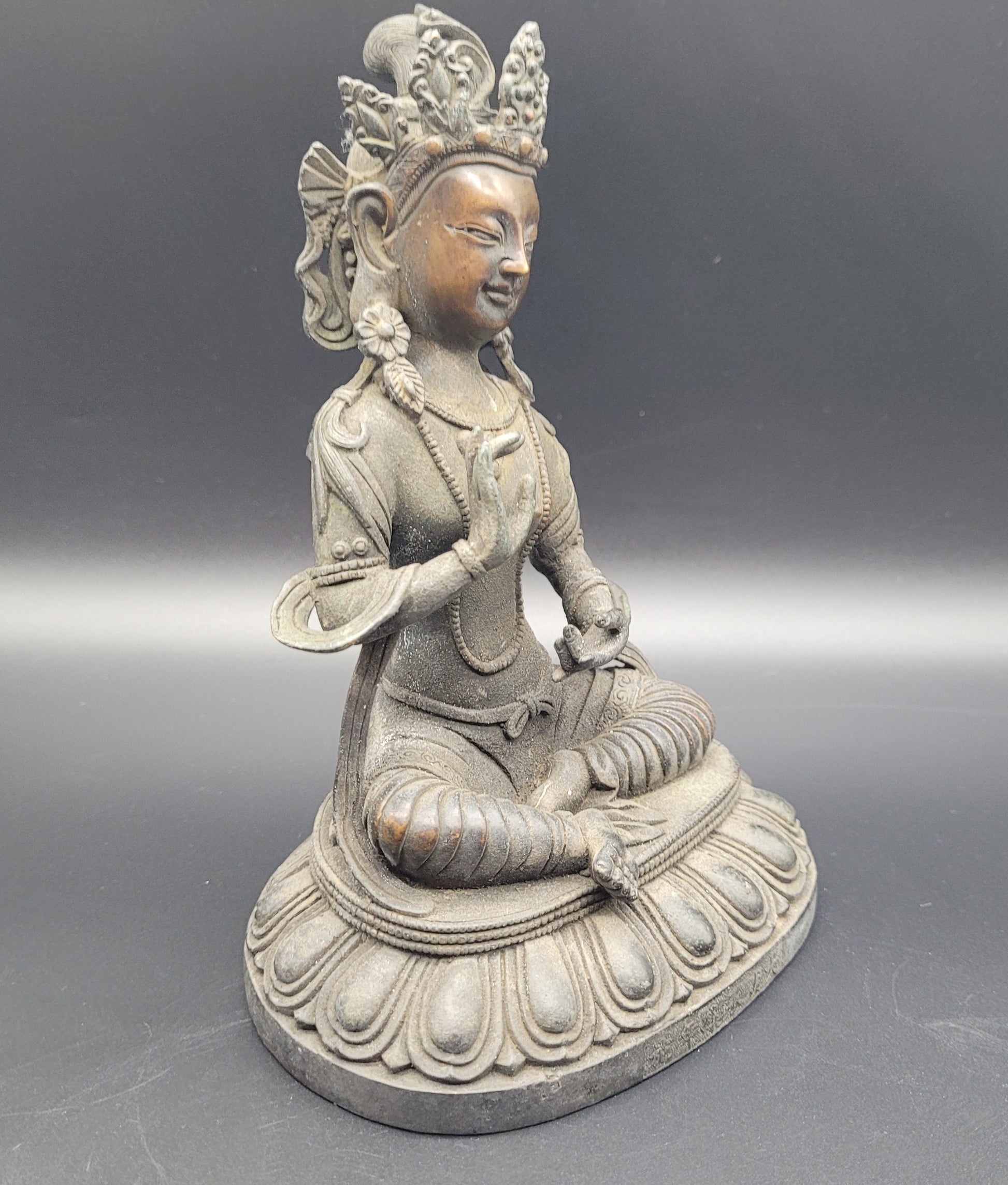 Antique 19th Century Bronze Buddha with Chinese Signed Tibetan?