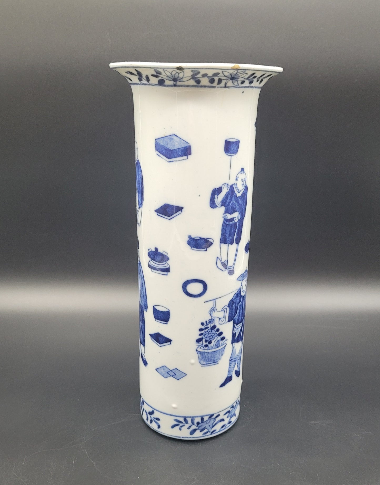 Chinese blue & white sleeve vase brush pot