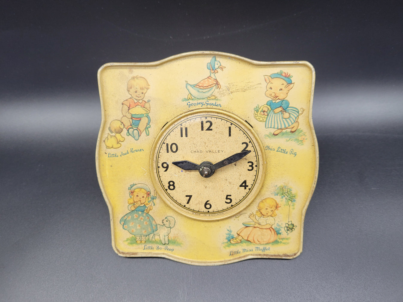 Vintage 1950s child's nursery rhyme clock by Chad Valley KB Antiques