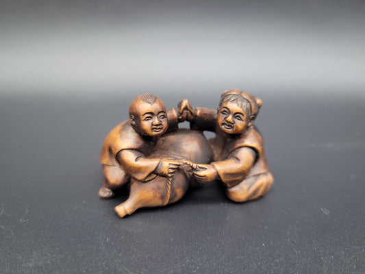 Antique Japanese EDO Period hand-carved wood Netsuke 18th Century