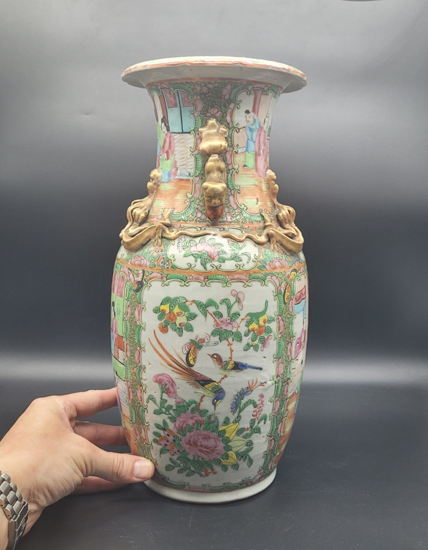 LARGE Chinese Famille Rose Antique Vase 19th Century