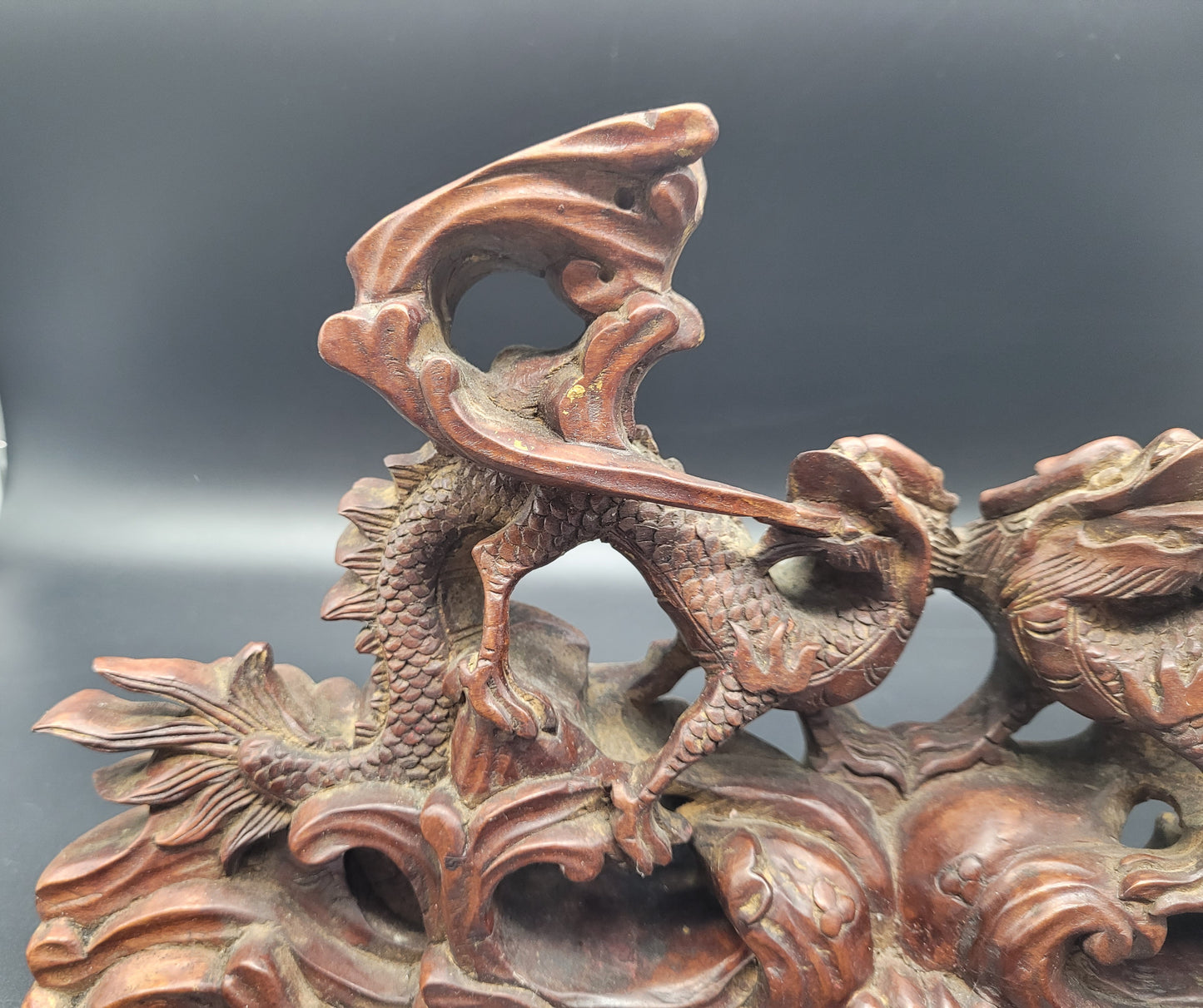 Chinese Qing Carved Dragon Incense Stand 19th Century