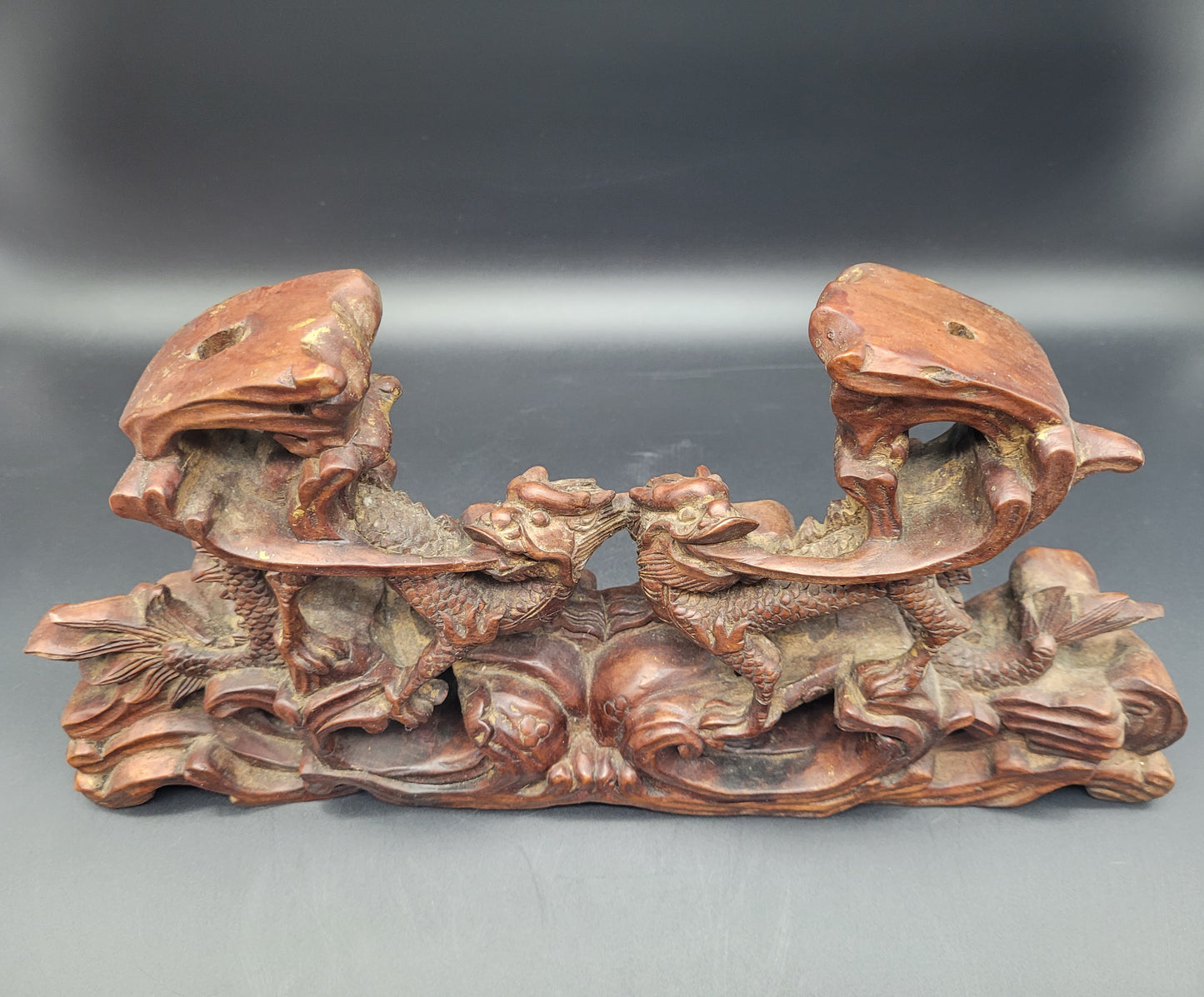 Chinese Qing Carved Dragon Incense Stand 19th Century