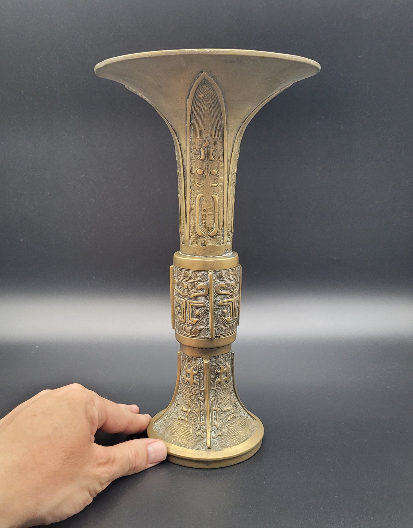 Chinese Qing Bronze GU Form Vase 19th Century Antique Bronze