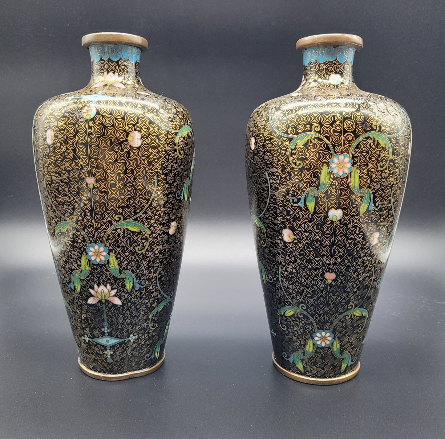 Two Antique Japanese Cloisonne 19th Century Vases