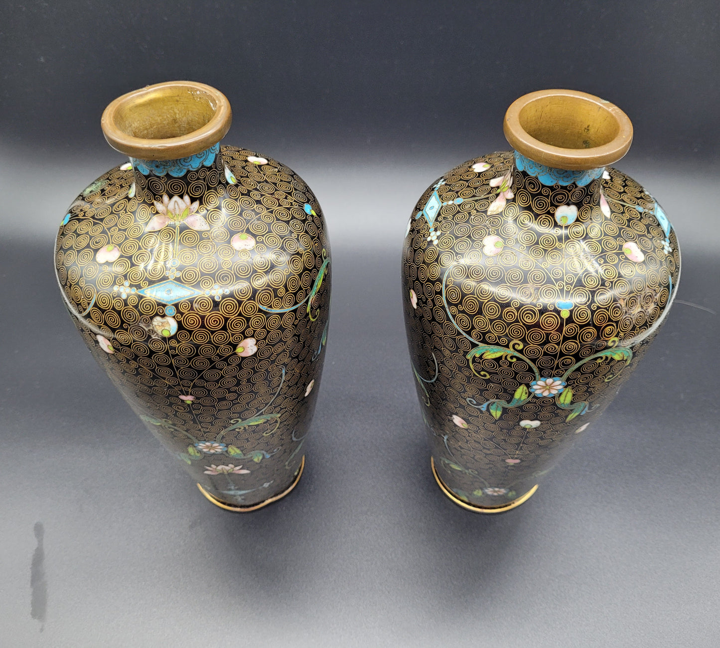 Two Antique Japanese Cloisonne 19th Century Vases